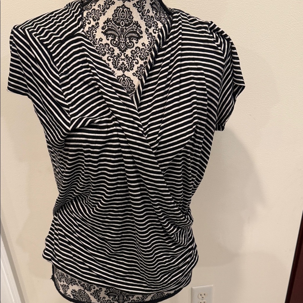Black & White Striped Wrap-Front Women's Top Torrid